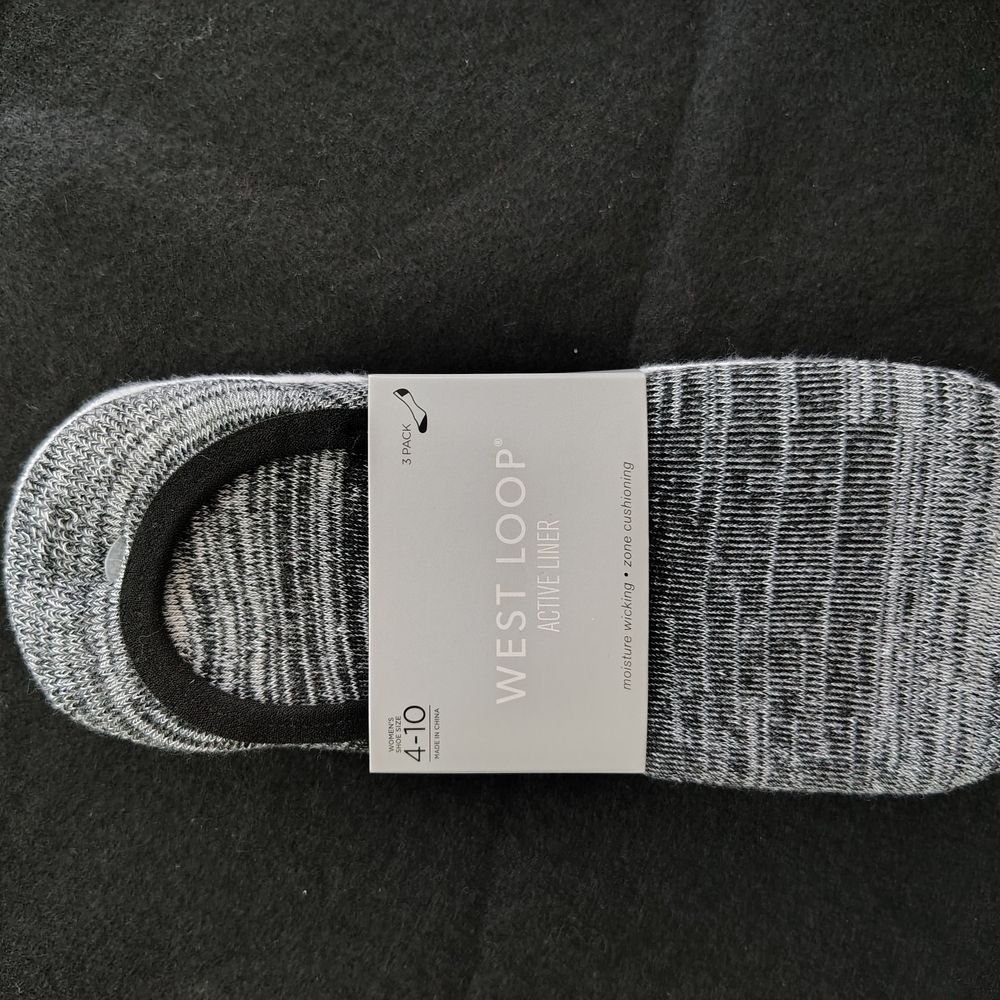 Women's Black, White and Gray Casual Socks No-Show Design.  6 Pairs